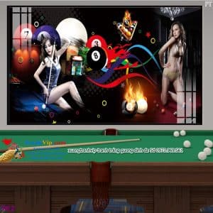 Tranh treo quán bida billiards bi a 2 cô gái gợi cảm TK2