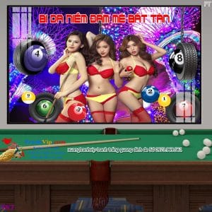 Tranh treo tường 3 cô gái sexy đánh bida billiards bi a TK7