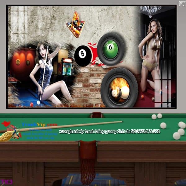 Tranh treo tường quán bida billiards bi a đẹp sang trọng TK3