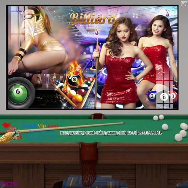 tranh trang guong trang tri quan bida billiards bi a co gai goi cam tk20